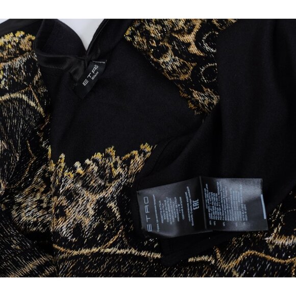 ETRO cape poncho jacket black gold wool metallic paisley pattern - Picture 13 of 13